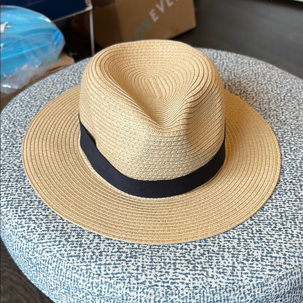 Madewell Tan Fedora Hat with Black Band